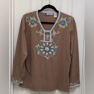 Storybook knits pullover top L Southwest vibe 100% cotton